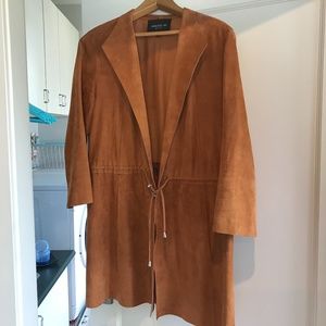 Lafayette 148 unlined real suede redingote